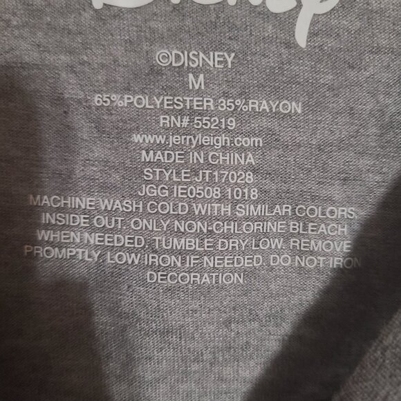 Disney Mickey Minnie Black Gray stretch shirt NWOT Size M - Picture 3 of 3